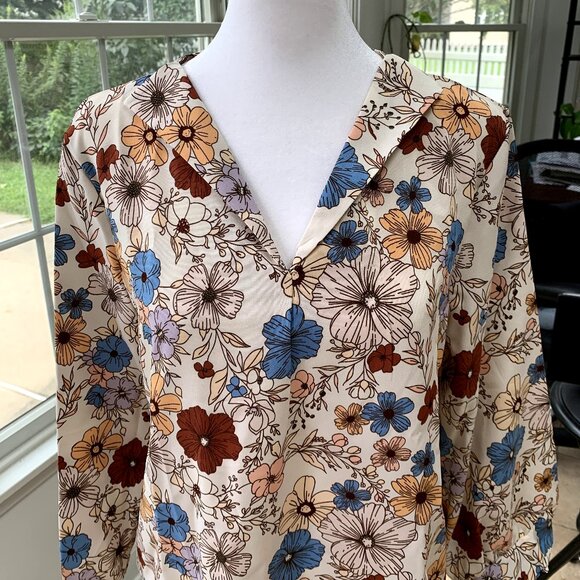 Boho Hippie Floral Blouse Top - Picture 3 of 12